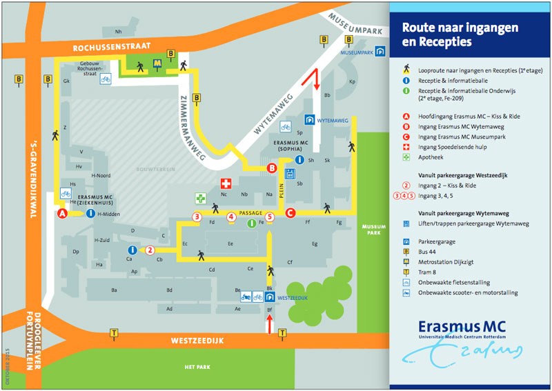 voorbeeld: kaart met plattegrond Erasmus MC